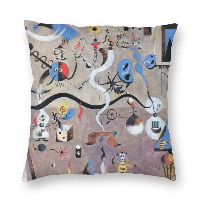 

Joan Miro Abstract Art Square Pillowcover Home Decorative Surrealism Cushions Throw Pillow For Car Double-sided Printing