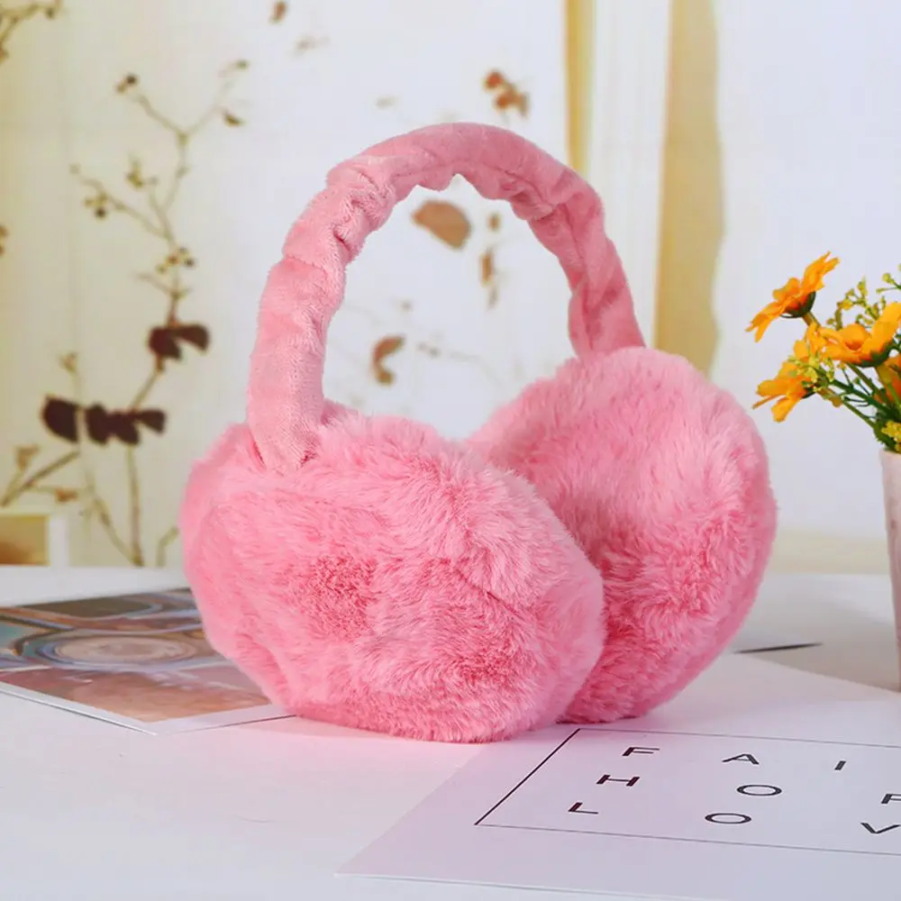 Rose red Новые регулируемые складные пушистые мягкие женские теплые наушники для девочек зимние теплые наушники - Цвет: Rose red