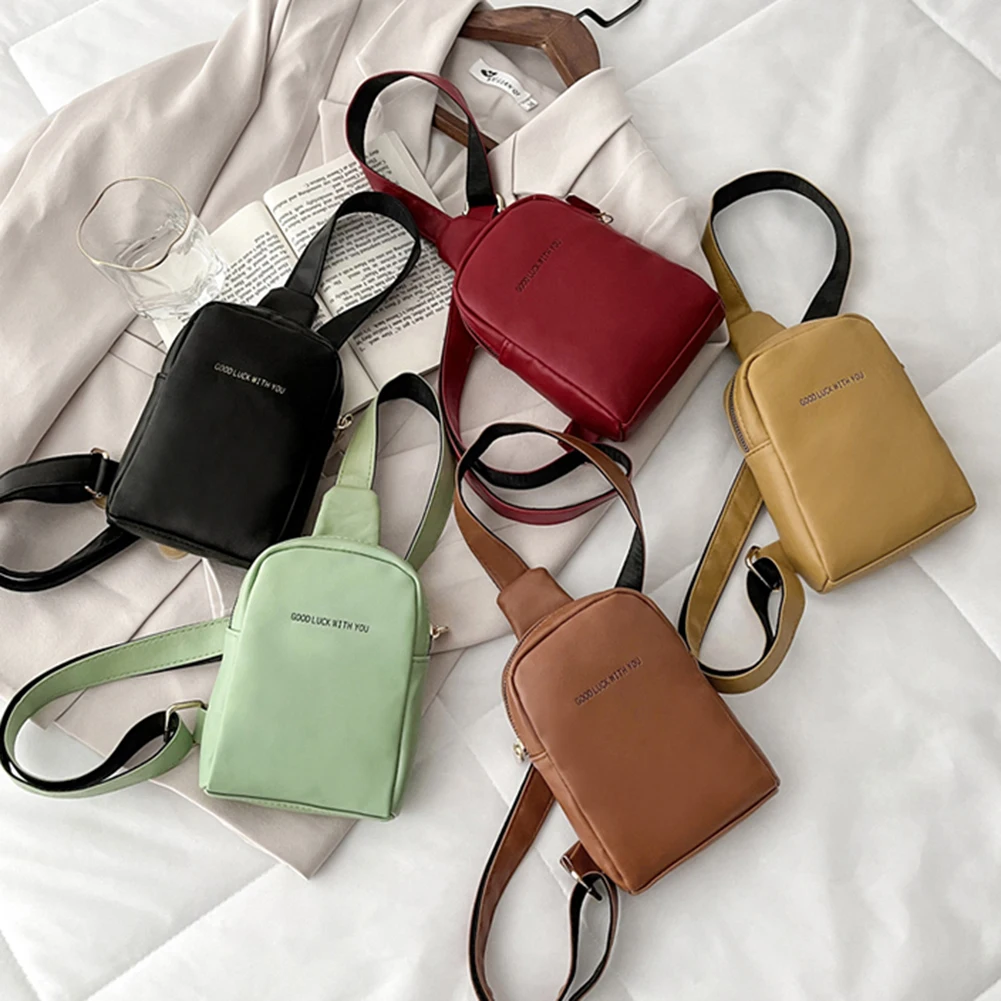

Женская винтажная сумка, однотонная сумка-мессенджер через плечо из мягкой искусственной кожи, Женская Повседневная мини-нагрудная сумка, ...