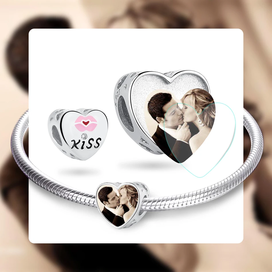 Подходит для оригинальных шармов браслет 925 пробы серебро на заказ фото сердце