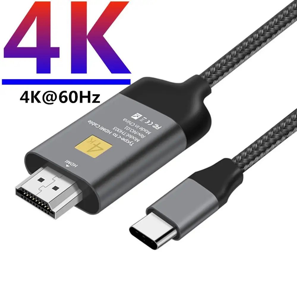 USB C к HDMI кабель 4k hdmi 4K 60Hz Тип Thunderbolt 3 для Samsung note 10 Huawei mate 20 mac Book pro C| |