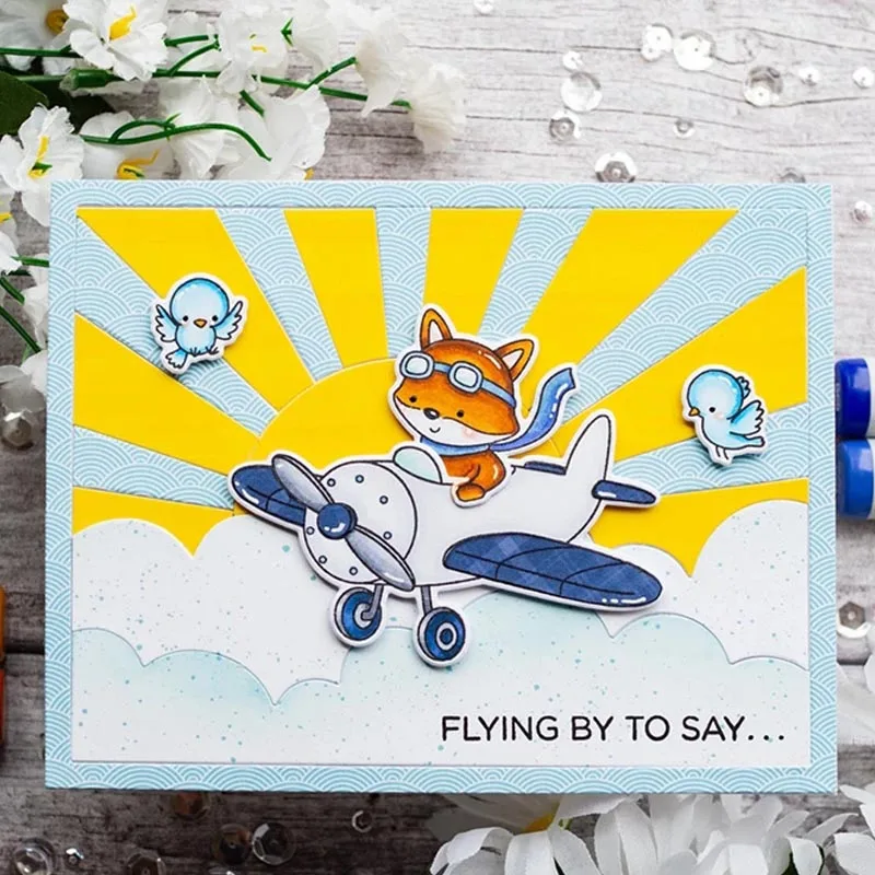 Яркий восход солнца закат с облаком металлические высекальные трафареты высечка