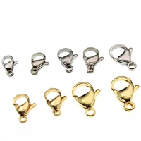 20pcs 9 10 12 15 mm stainless steel lobster claw clasps hook bracelet necklace connector for diy jewelry making finding supplies