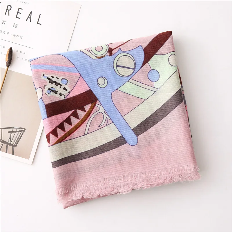 Шарф женский 2020 Бохо длинный винтажный розовый принт хиджаб шарф зима Осень