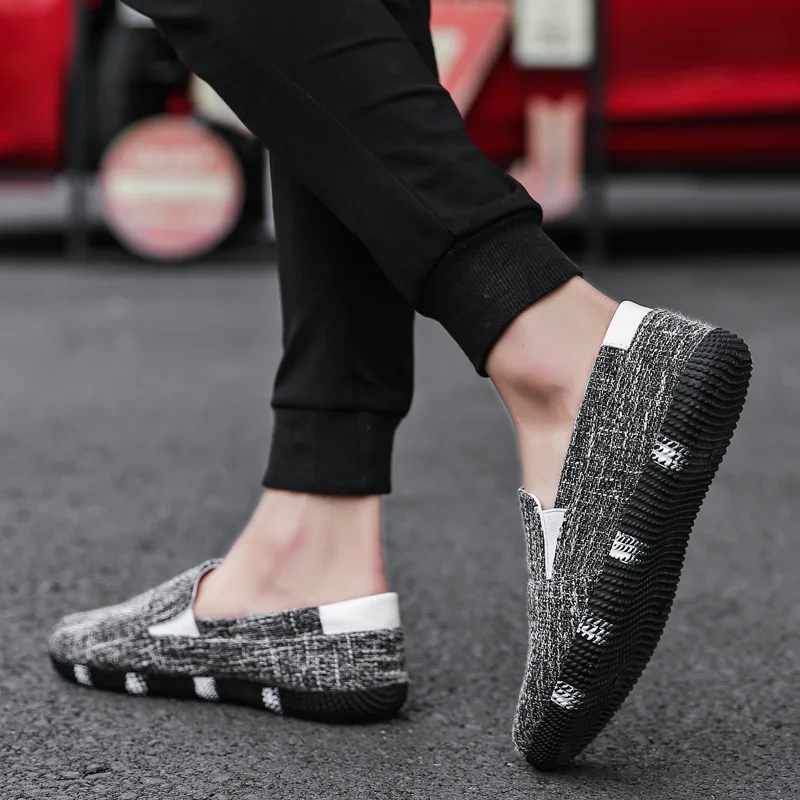 2019 New Summer Trend One Foot Pedal Laid-Back Men'S Shoes Linen Korean Leisure Canvas Plate sneakers |