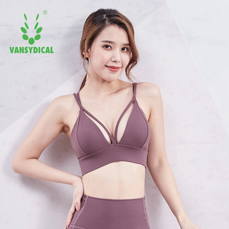 Vansydical женский сексуальный спортивный бюстгальтер с v образным вырезом крест