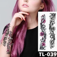 new design fake tattoo flower vine pattern waterproof temporary tatoo stickers for women men body art black color tattoos
