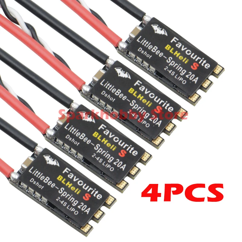 4 шт. FVT LittleBee Little Bee Spring 20A BLHeli_S CES DSHOT BLHeli S контроллер скорости до 2-4S для дрона FPV Raing