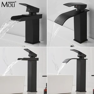 Смесители для раковины MOLI водопад Роскошный Золотой смеситель для раковины в ванную комнату смеситель для раковины кран для горячей и холодной воды смеситель MLFCT007