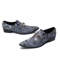 luxury genuine leather men business office shoes handmade casual pointed toe slip on formal men wedding dress shoes