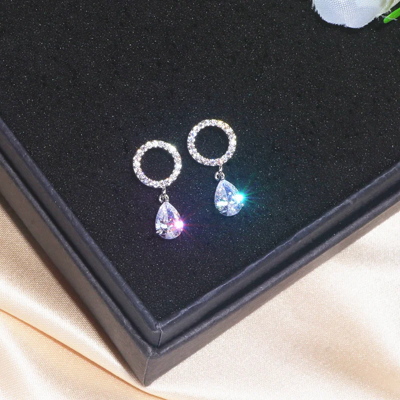 Элегантные сверкающие серьги из циркония с кристаллами для женщин