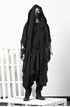 Diablo thin cloak personality cloak casual jacket male trendy gothic fake two over-the-knee robes 1