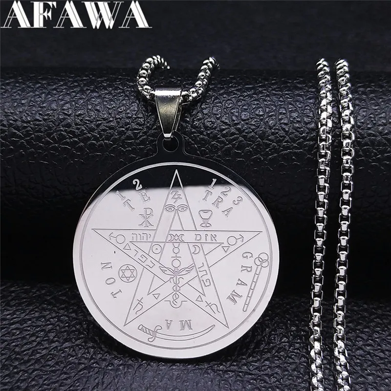 Witchcraft – collier pentagramme en acier inoxydable pour hommes  chaîne de Divination  bijoux de