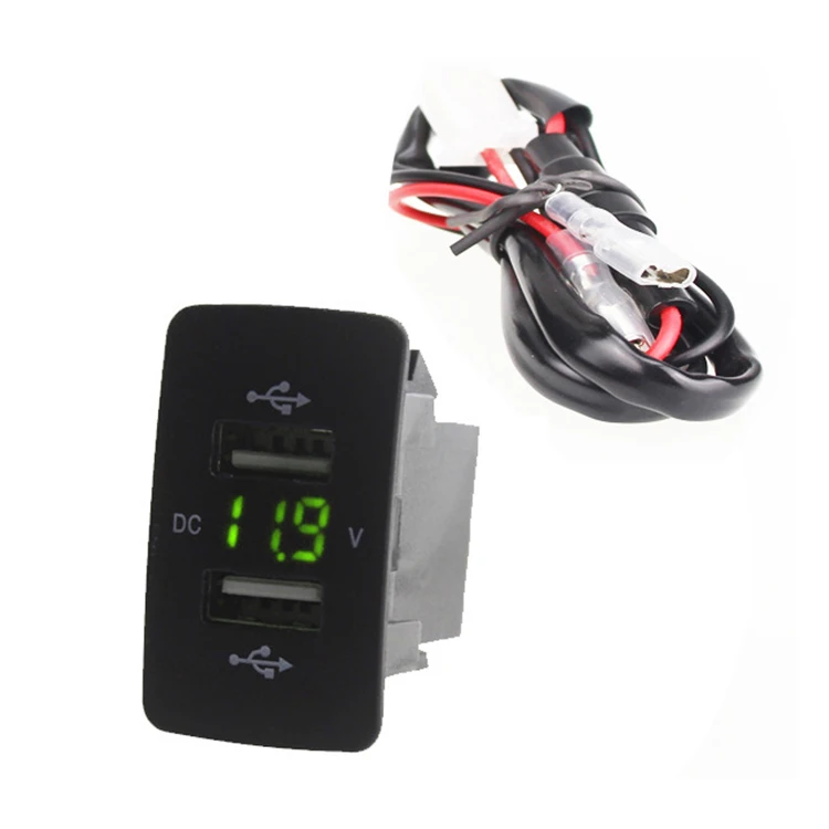 Green 12V 24V Dual USB Car Charger Port Auto Adapter LED Voltmeter Socket For Honda CIVIC CROSSTOUR CRV ODYSSEY - Название цвета: Green