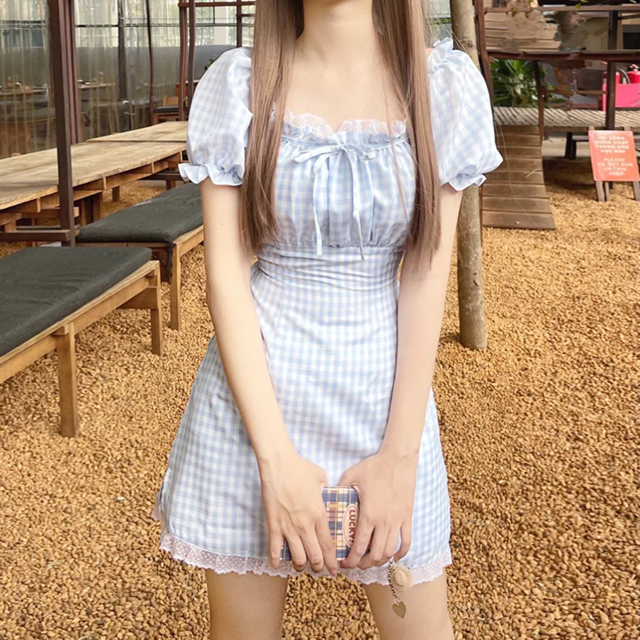 

Платье женское ТРАПЕЦИЕВИДНОЕ с коротким рукавом, Повседневная Эластичная Удобная уличная одежда в клетку, лето 2021