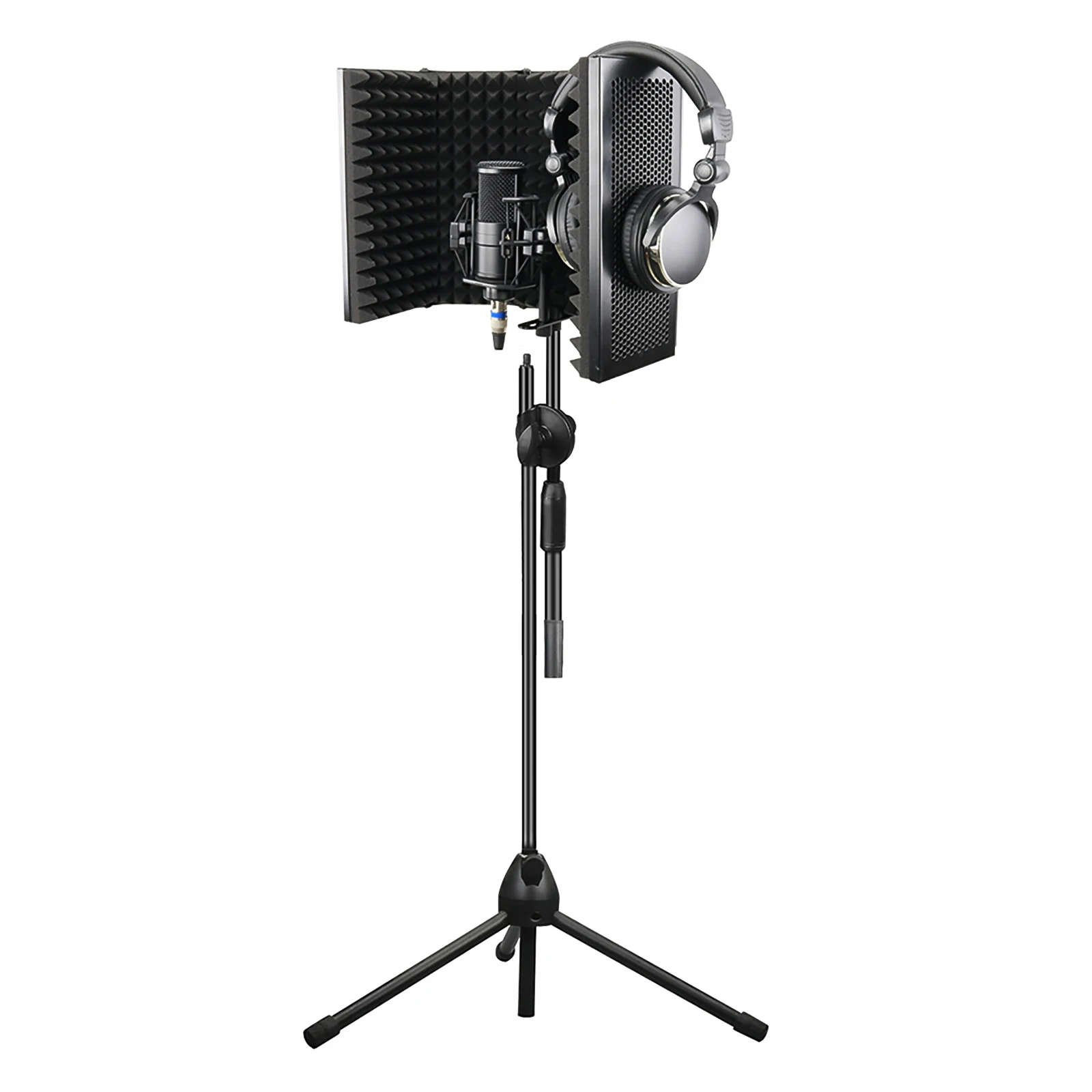 

Foldable Adjustable Portable Sound Absorbing Vocal Recording Panel, Aluminum Acoustic Isolation Microphone Shield