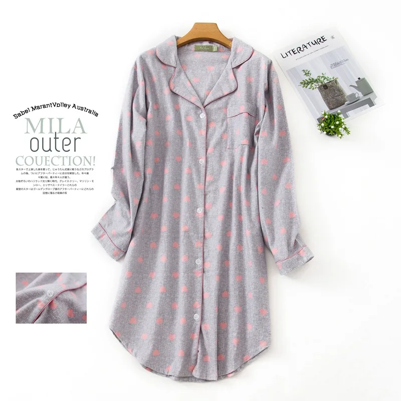 Plus size long sleep dress women sleepwear winter warm cotton long sleeve nightgowns Women pyjamas night long dress