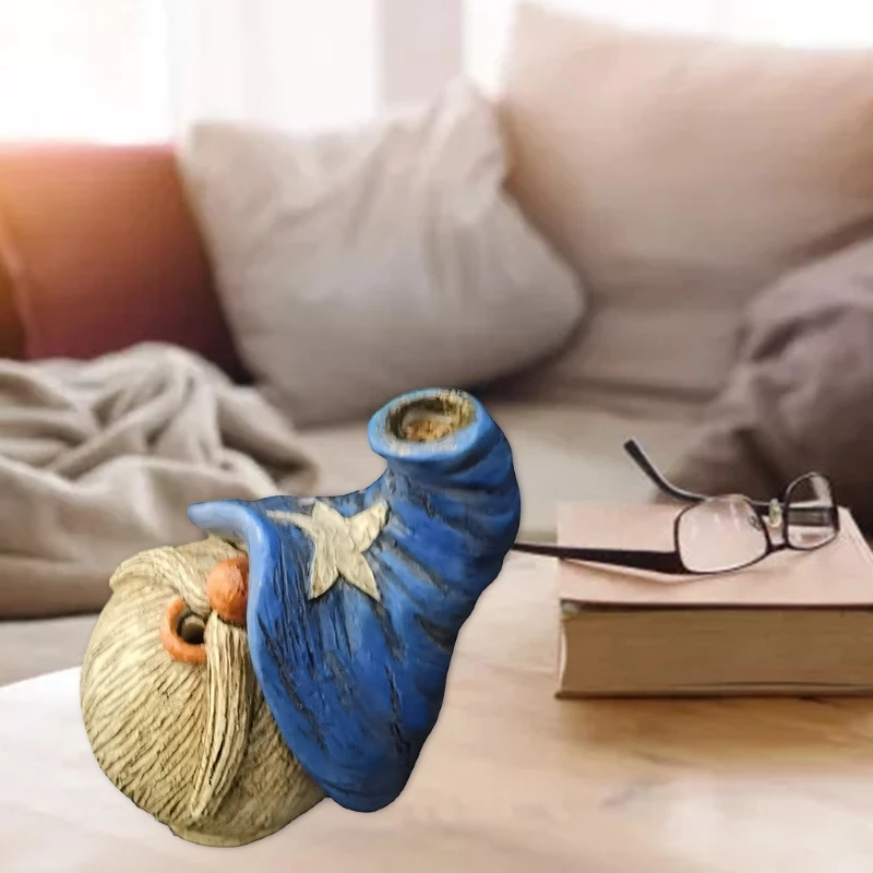 

H056 Censer for the Elderly Gnome Statue Backflow Incense Burner Dwarf Resin Figurine for Aromatherapy Ornament