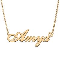 love heart amya name necklace for women stainless steel gold silver nameplate pendant femme mother child girls gift