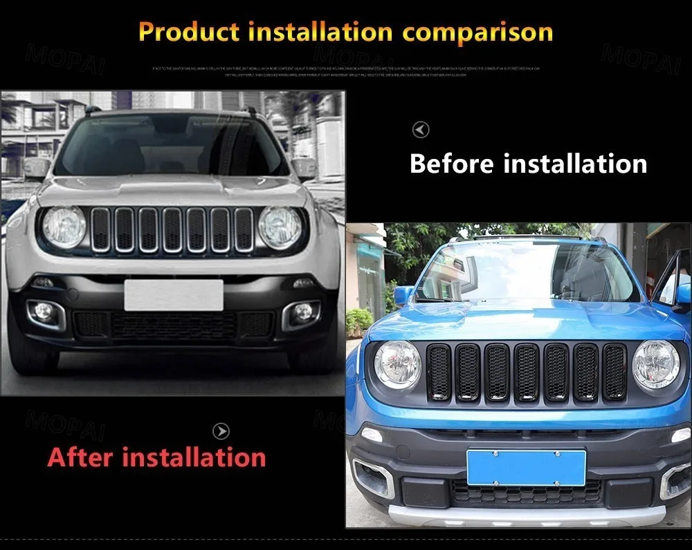 MOPAI гоночные грили для Jeep Renegade+ Автомобильная передняя решетка декоративная крышка наклейки для Jeep Renegade автомобильные аксессуары Стайлинг