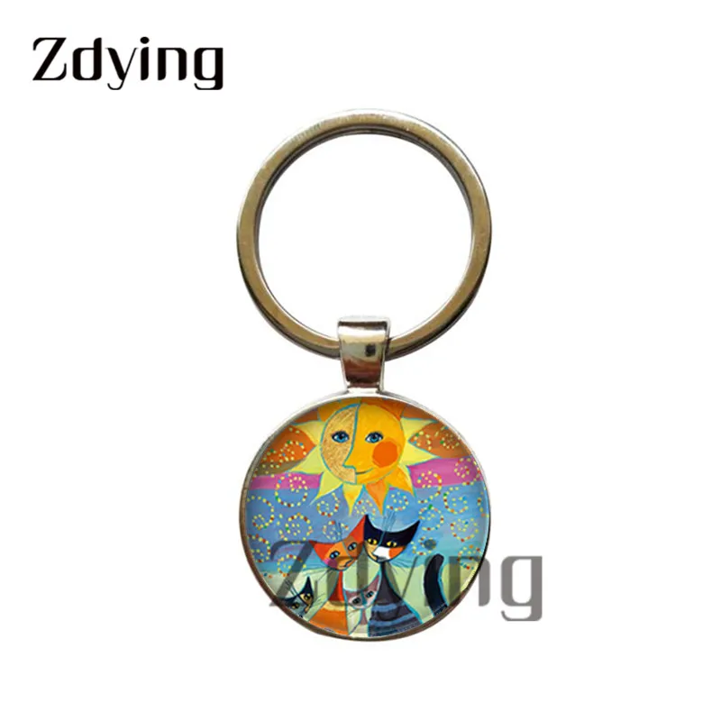 Zdying мультфильм принцесса брелок для девушек ручной работы Круглое стекло