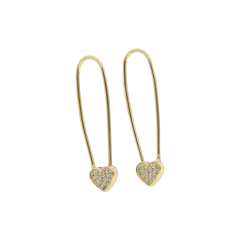 Micro pave Белый с фианитами в форме сердца безопасные булавки виде капель