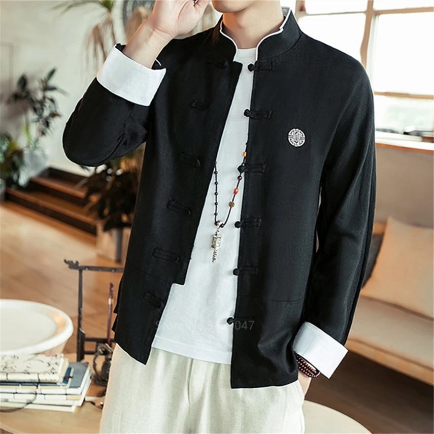 Традиционная китайская одежда для мужчин костюм ханьфу с длинным рукавом Тан