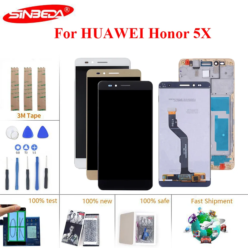 

2GB Version 5.5''Sinbeda For HUAWEI Honor 5X LCD Display Touch Screen with Frame Digitizer For HUAWEI GR5 LCD For Honor 5x LCD