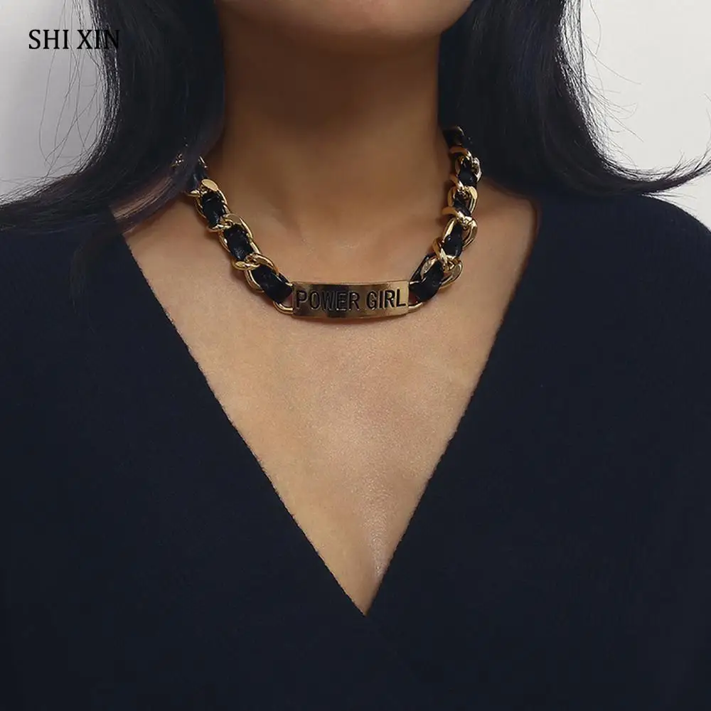 Женское Ожерелье из кубинской цепи SHIXIN в стиле панк короткое готическое ожерелье