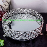 european round silver plated fruit plate wedding baking paper cup cake crystal snack plate