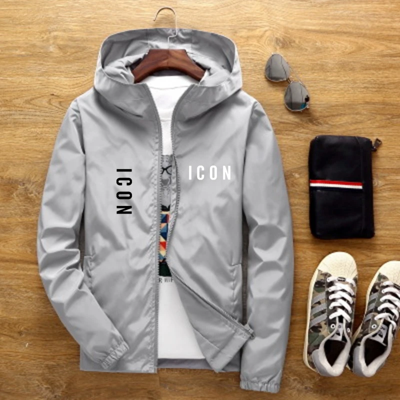 

Hot Sale Men Windbreaker Jacket Outdoor Hooded Jacket Oversized Zipper Windbreaker Brand Clothing Autumn 2021 New