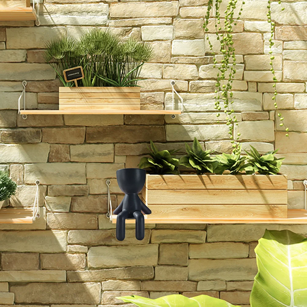 

Humanoid Ceramic Flower Pot Character Sitting Posture Sculpture Vase Desktop Flower Arrangement Container Garden Succulent