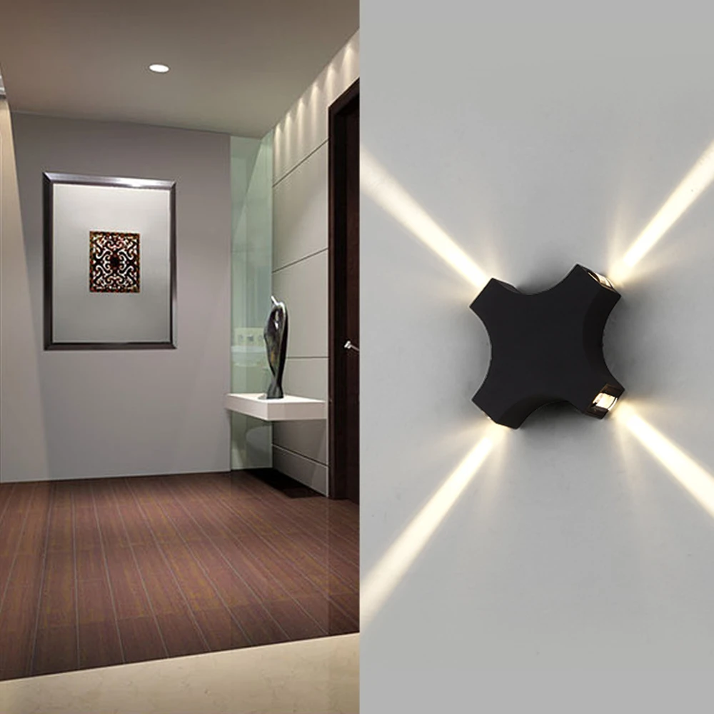 Светодиодный настенный светильник с четырьмя головками для сада 12 Вт