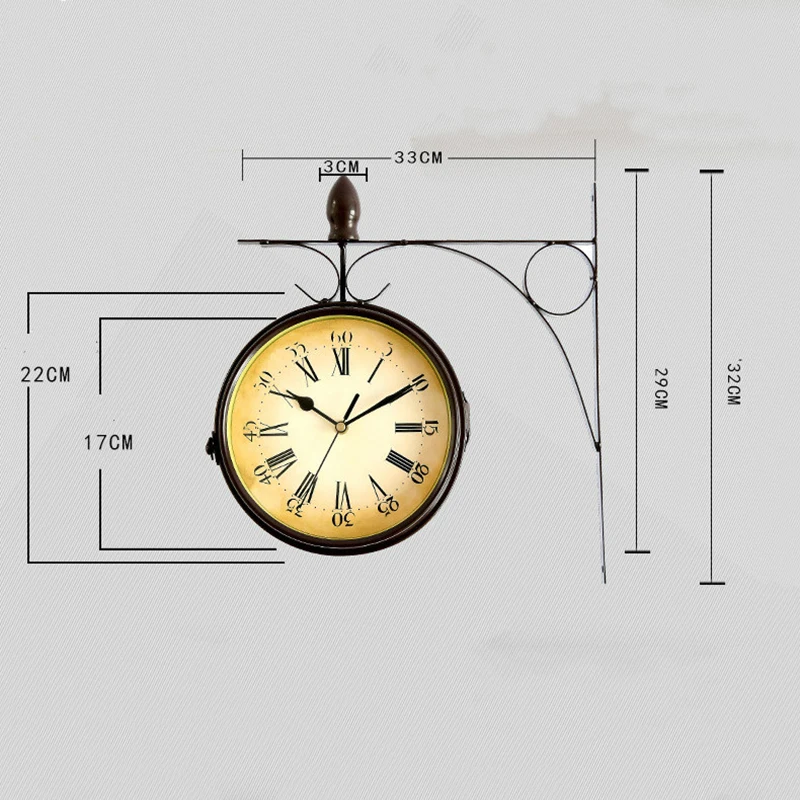 Европейские ретро Двухсторонние настенные часы двусторонние Висячие декор для