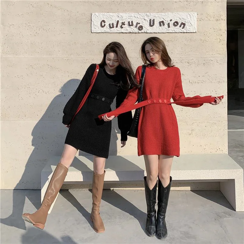 

Christmas Women Dress Simple Basic Streetwear Popular Robe Holiday Slim Party Dresses Lazy Elastic Vestidos Dress Woman Female