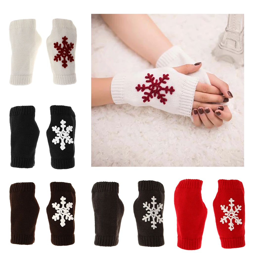 

Women Ladies Mittens Fingerless Wrist Knitted Wool Winter Warm Gloves Soft