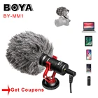 Микрофон BOYA BY-MM1 для цифровой зеркальной камеры, Карманный держатель для Osmo, Youtube, запись видео, микрофон для iPhone, Android, DSLR