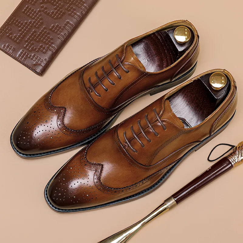 Summer new Bullock men's business dress shoes, men's leather, Oxford shoes, British style, men's shoes, top layer of cowhide