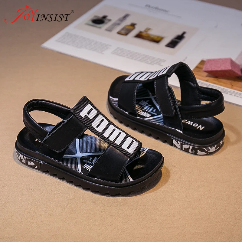 Сандалии из натуральной кожи для мальчиков дышащие пляжные туфли с ремешком в