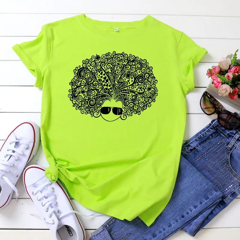 Женская футболка с принтом волос в европейском и американском стиле 80 90 х