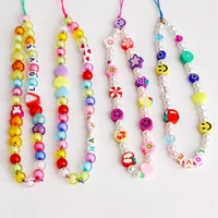 miiqnus ins trendy colorful smiling beads chain mobile phone chain anti lost handmade acrylic cord lanyard for women girls