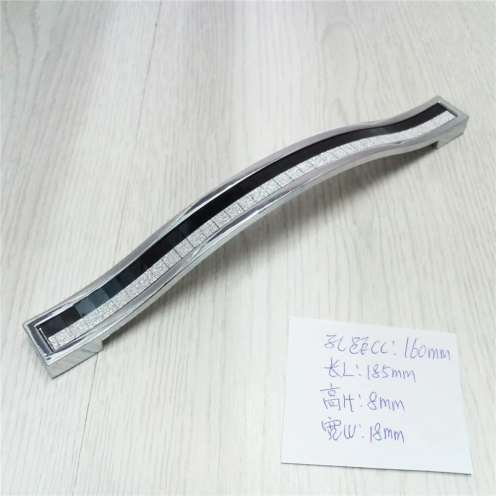 Hole Pitch 160mm Шаг отверстия 96 мм/128 мм/160 мм/192 мм цинковый сплав половинные черные хрустальные ручки для ящиков Мебельная ручка - Цвет: Hole Pitch 160mm
