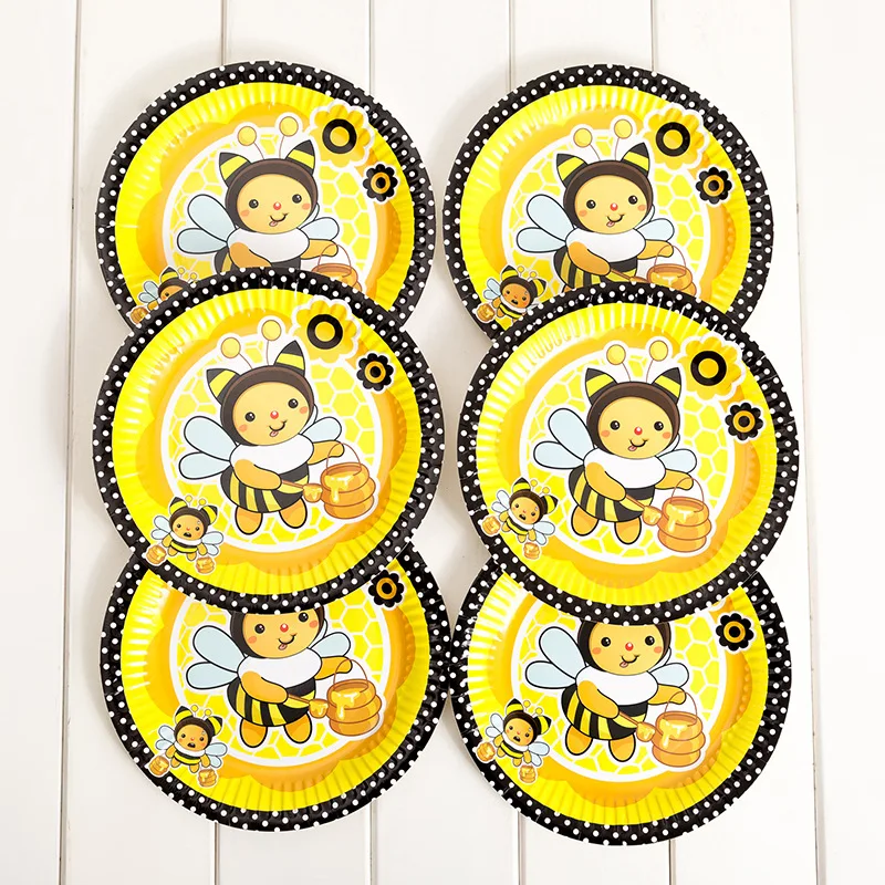 Баннер на день рождения с Пчелой бумажная тарелка в виде шмеля шапки для
