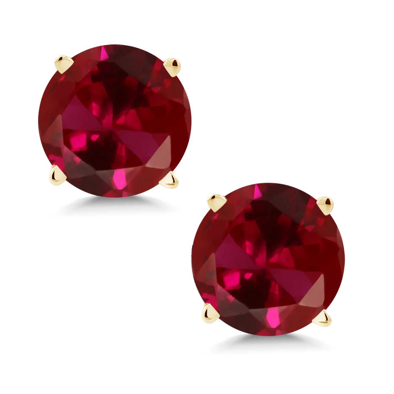 GemStoneKing 2,00 карат круглые 6 мм красный рубин 14 к желтое золото серьги-гвоздики для женщин хорошее ювелирное изделие