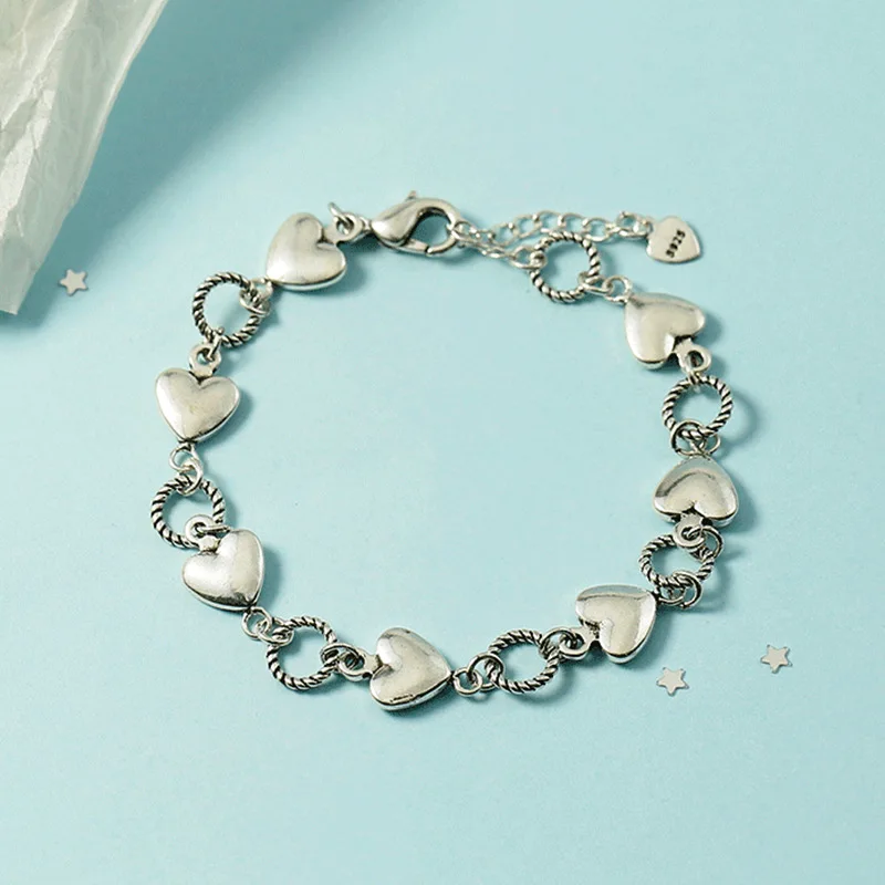 

Женский браслет из серебра 925 пробы, с подвеской в виде сердца