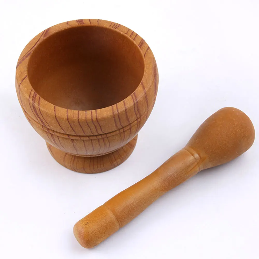 Wood grain Специй дробилка перец смолы Пест и ступа Teas чеснок точильщик прочный Gingers кухонный инструмент чаша Ресторан специи травы - Цвет: Wood grain
