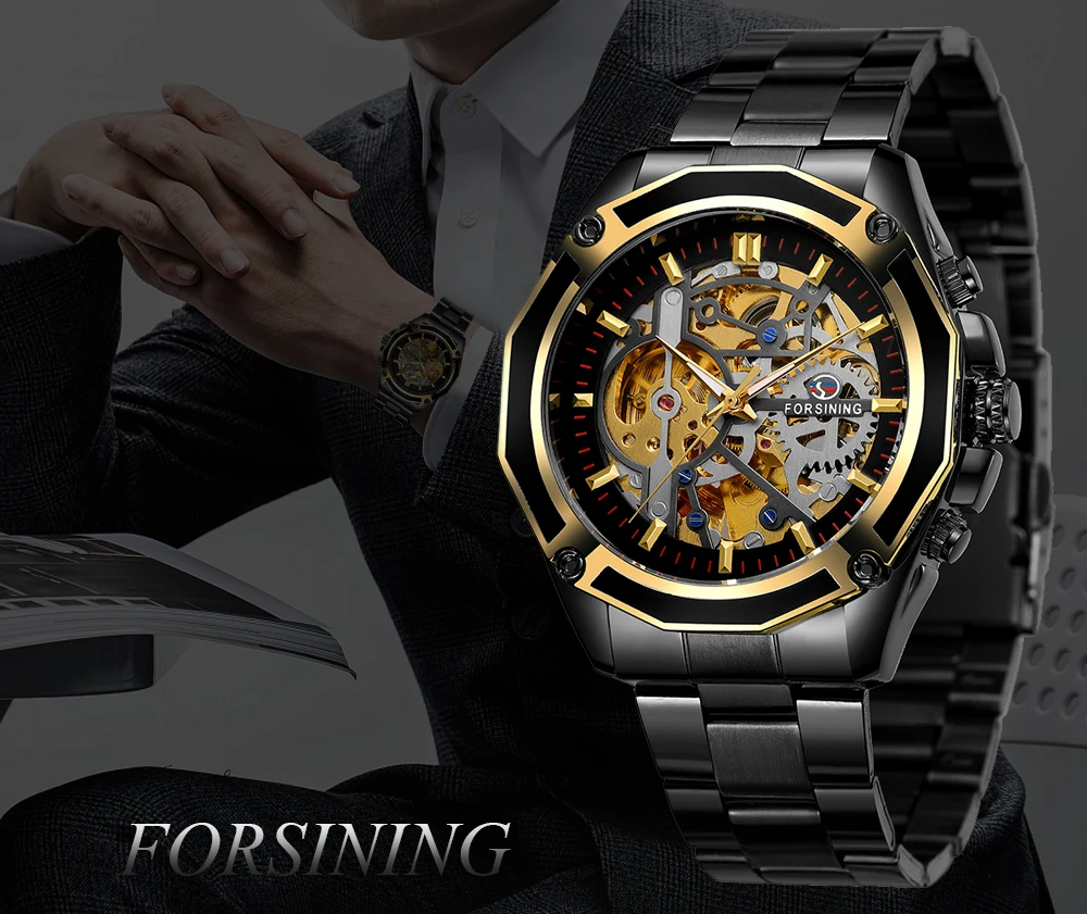 

Forsining Men Watch Fashion Casual Hollow Mechanical Automatic Clock Waterproof Sports Business Man Wristwatches Drop Shipping