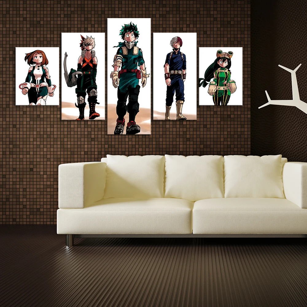 

5pcs My Hero Academia Animation Art Cartoon Canvas Painting Wall Art Boku No Hero Academia Poster Wall Paintings for Wall Decor