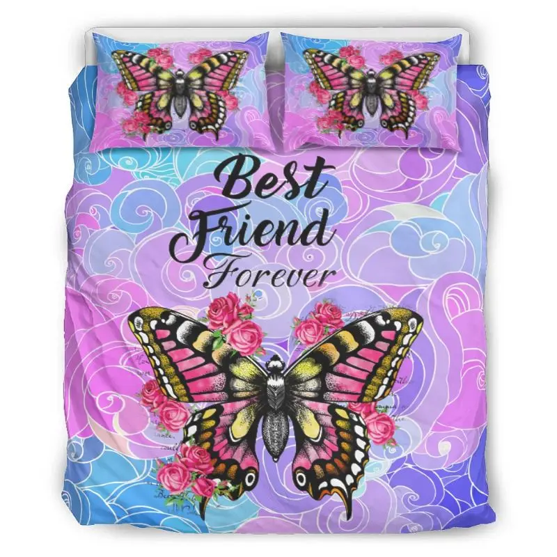 

Breathable Soft Comfortable, Butterfly Best Friend, King Size, 3-Piece Bedding Set Comforter Set Cover 2 Pillowcases Coverlet