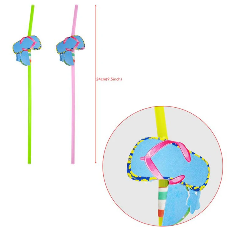 Одноразовые соломинки для коктейлей 20 шт. пластиковые фламинго кокоса разные